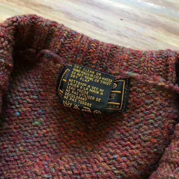 Eddie Bauer Wool Pullover Henley Knit Sweater Vintage Burgundy Heather - Picture 5 of 7